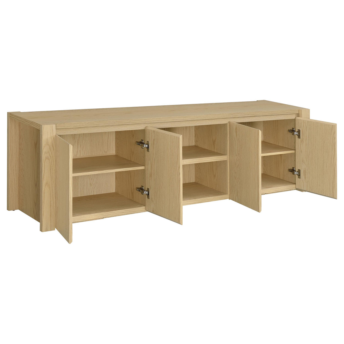 Laurelton 78" TV Stand - 4-Door Media Console with Open Shelves in Light Oak – view 3