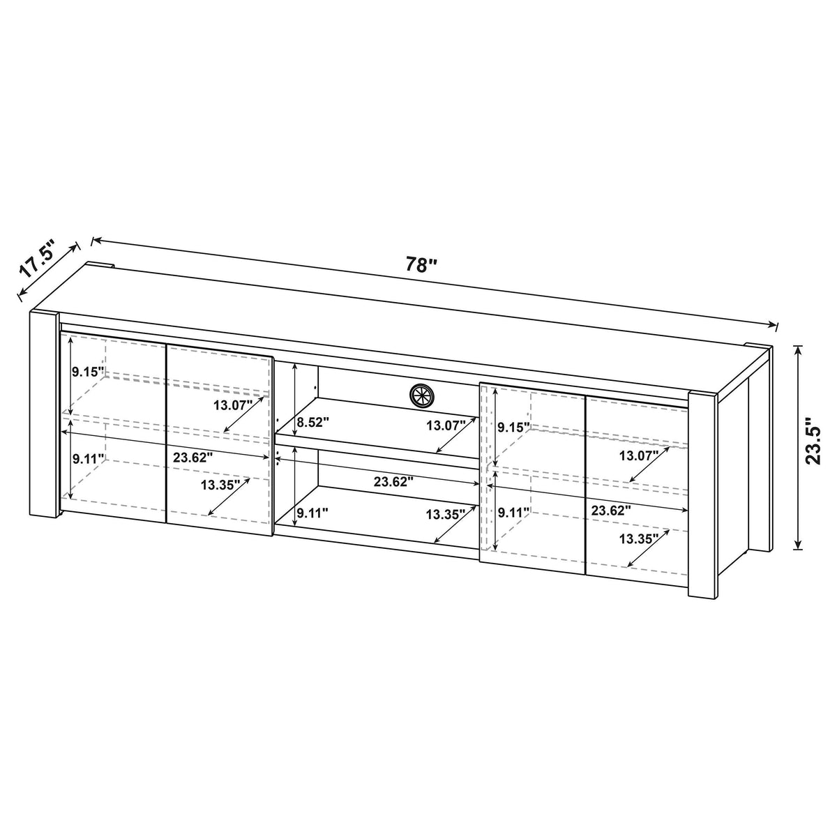 Laurelton 78" TV Stand - 4-Door Media Console with Open Shelves in Light Oak – view 11
