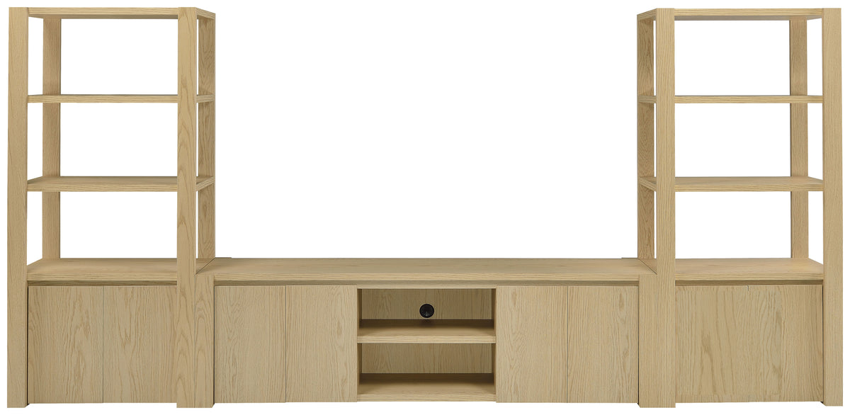 Laurelton 78" TV Stand - 4-Door Media Console with Open Shelves in Light Oak – view 13