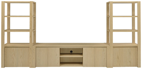 Laurelton 78" TV Stand - 4-Door Media Console with Open Shelves in Light Oak – view 13