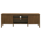 Thori 63" TV Stand - Dark Brown Ash Media Console with 2 Doors, Drawer & Tapered Legs – view 2