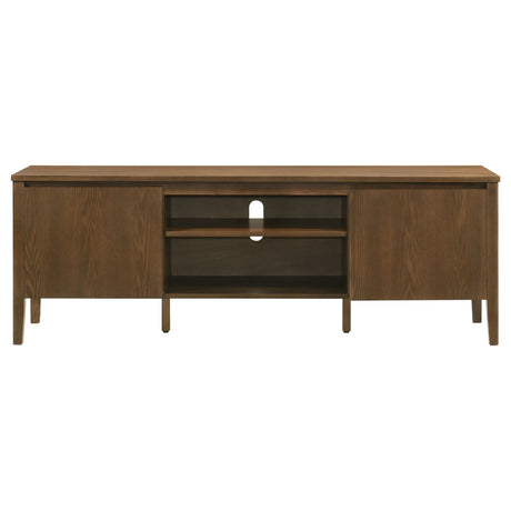 Thori 63" TV Stand - Dark Brown Ash Media Console with 2 Doors, Drawer & Tapered Legs – view 2