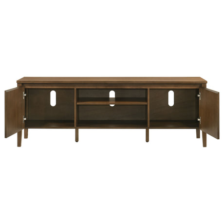 Thori 63" TV Stand - Dark Brown Ash Media Console with 2 Doors, Drawer & Tapered Legs – view 3