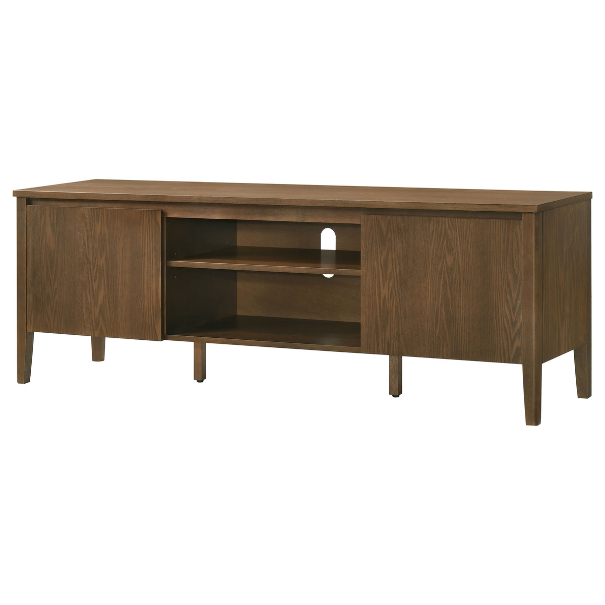 Thori 63" TV Stand - Dark Brown Ash Media Console with 2 Doors, Drawer & Tapered Legs – view 4