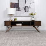 Valna 71" Mid-Century TV Stand with Sliding Doors - Warm Walnut Veneer Media Console – view 1