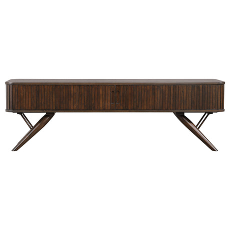 Valna 71" Mid-Century TV Stand with Sliding Doors - Warm Walnut Veneer Media Console – view 4