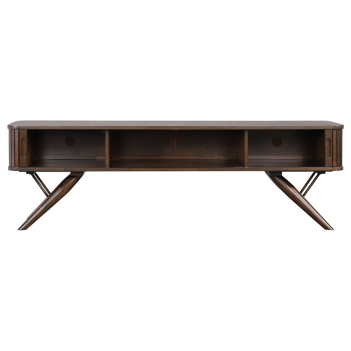 Valna 71" Mid-Century TV Stand with Sliding Doors - Warm Walnut Veneer Media Console – view 5