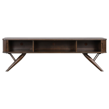 Valna 71" Mid-Century TV Stand with Sliding Doors - Warm Walnut Veneer Media Console – view 5