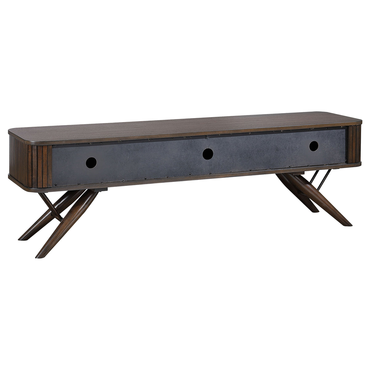 Valna 71" Mid-Century TV Stand with Sliding Doors - Warm Walnut Veneer Media Console – view 6