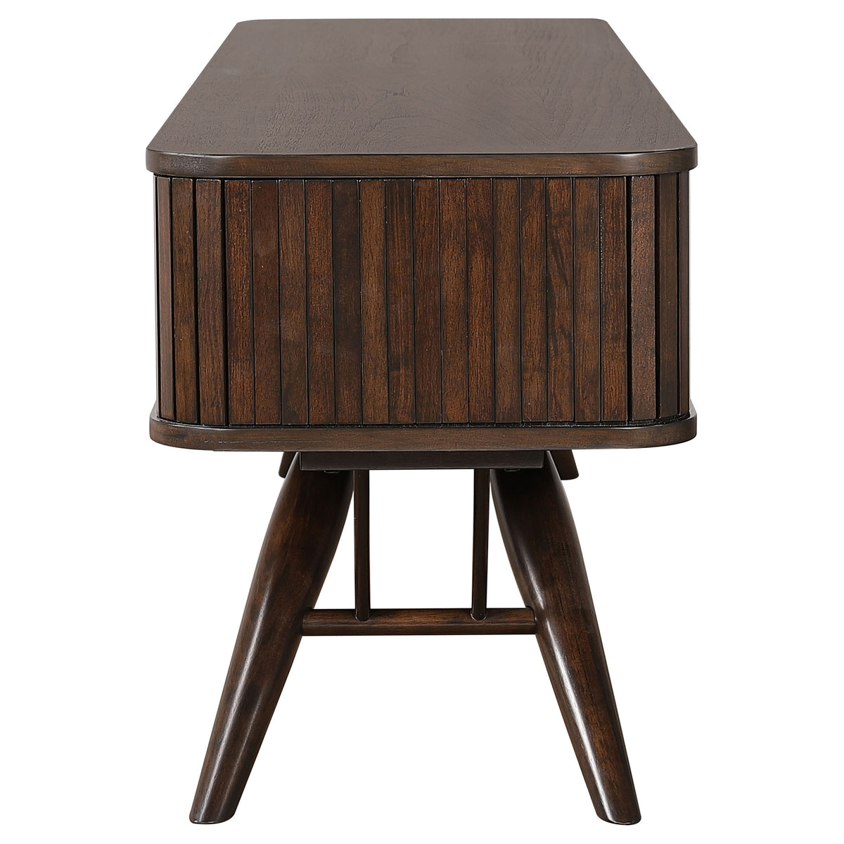 Valna 71" Mid-Century TV Stand with Sliding Doors - Warm Walnut Veneer Media Console – view 7