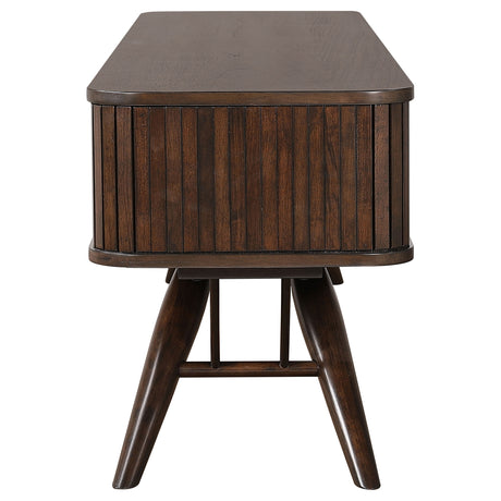Valna 71" Mid-Century TV Stand with Sliding Doors - Warm Walnut Veneer Media Console – view 7