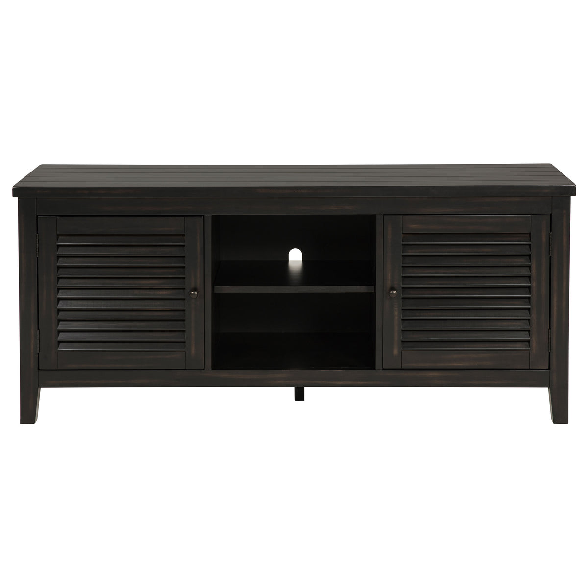 Concord 60" TV Stand with Louvered Doors - Rustic Distressed Java with Planked Top – view 3