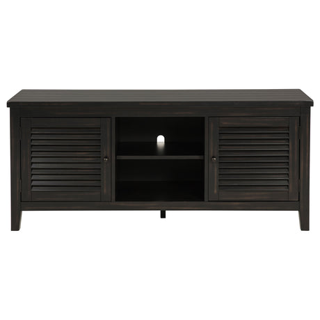 Concord 60" TV Stand with Louvered Doors - Rustic Distressed Java with Planked Top – view 3