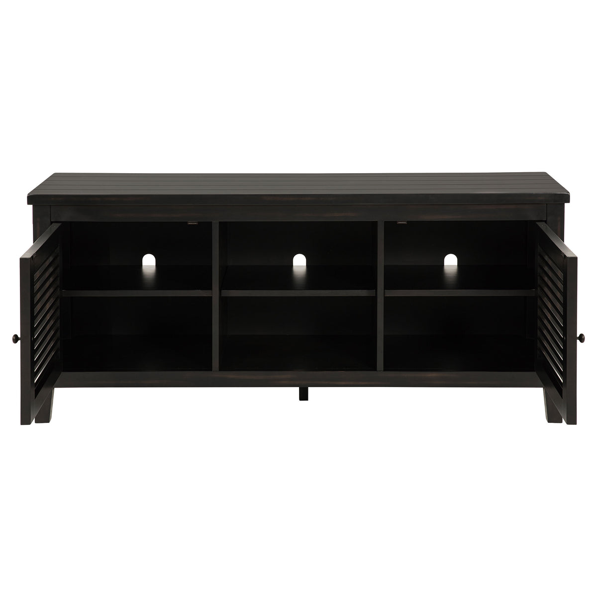 Concord 60" TV Stand with Louvered Doors - Rustic Distressed Java with Planked Top – view 4
