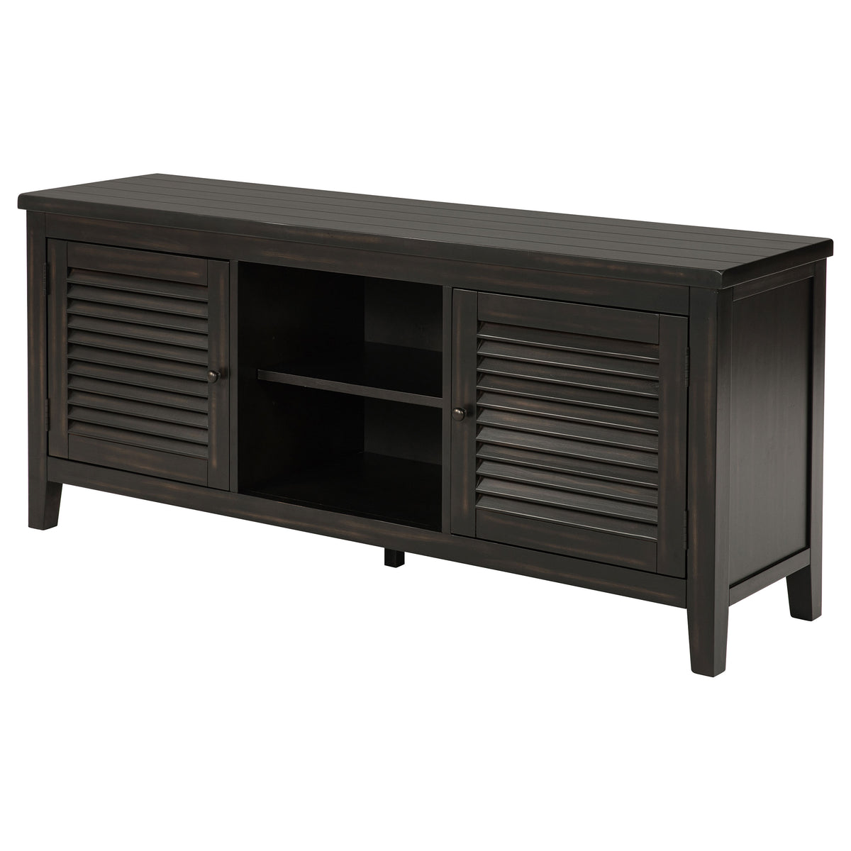 Concord 60" TV Stand with Louvered Doors - Rustic Distressed Java with Planked Top – view 5