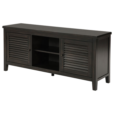 Concord 60" TV Stand with Louvered Doors - Rustic Distressed Java with Planked Top – view 5