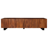 Trask 86" Solid Mango Wood TV Stand - Six-Door Media Console in Mango Brown with Metal Legs – view 4