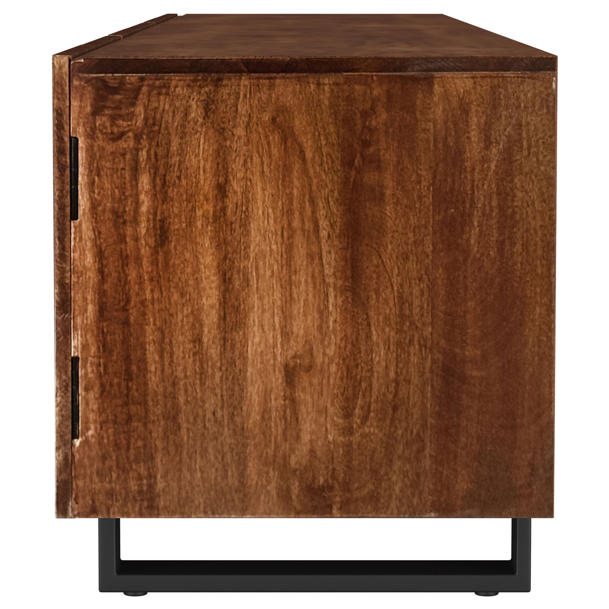 Trask 86" Solid Mango Wood TV Stand - Six-Door Media Console in Mango Brown with Metal Legs – view 6