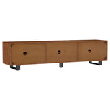 Trask 86" Solid Mango Wood TV Stand - Six-Door Media Console in Mango Brown with Metal Legs – view 7