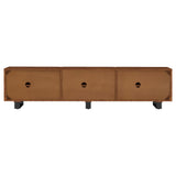 Trask 86" Solid Mango Wood TV Stand - Six-Door Media Console in Mango Brown with Metal Legs – view 8
