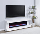 Mallory 71" Fireplace TV Stand with Flame Visualizer & Bluetooth Speaker - White High Gloss – view 1