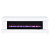 Mallory 71" Fireplace TV Stand with Flame Visualizer & Bluetooth Speaker - White High Gloss – view 4