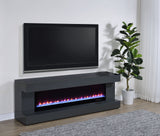 Mallory 71" Fireplace TV Stand with Bluetooth Speaker - Grey High Gloss with Flame Visualizer – view 1