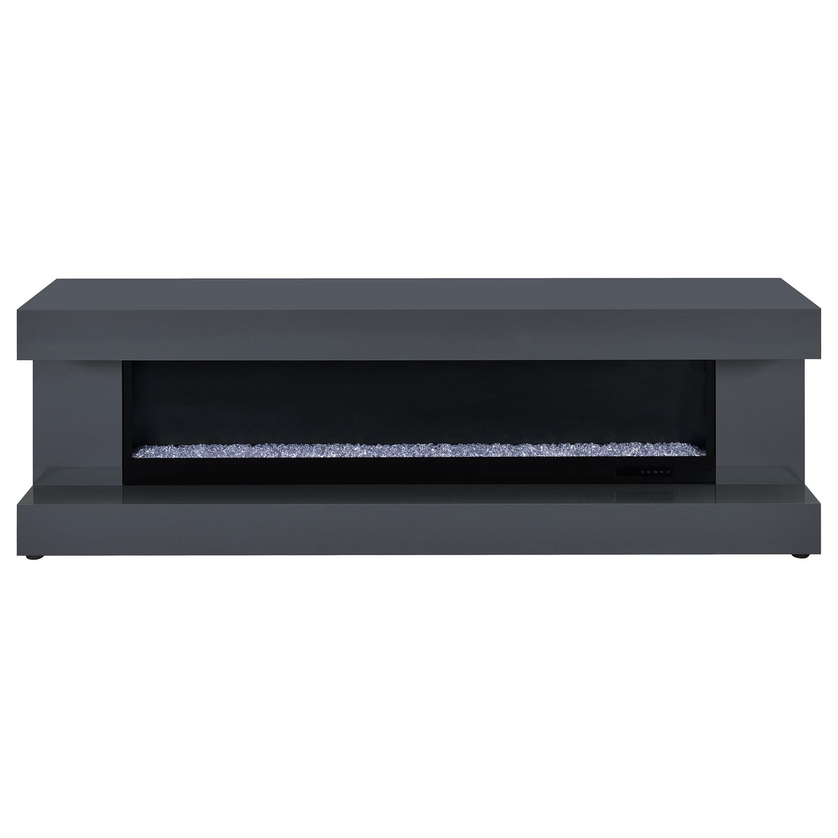 Mallory 71" Fireplace TV Stand with Bluetooth Speaker - Grey High Gloss with Flame Visualizer – view 3