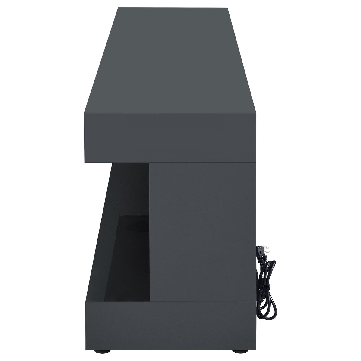 Mallory 71" Fireplace TV Stand with Bluetooth Speaker - Grey High Gloss with Flame Visualizer – view 5