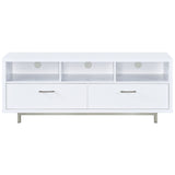 Casey 60" TV Stand with 2 Drawers - Contemporary White with Chrome Accents – view 3
