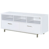 Casey 60" TV Stand with 2 Drawers - Contemporary White with Chrome Accents – view 4