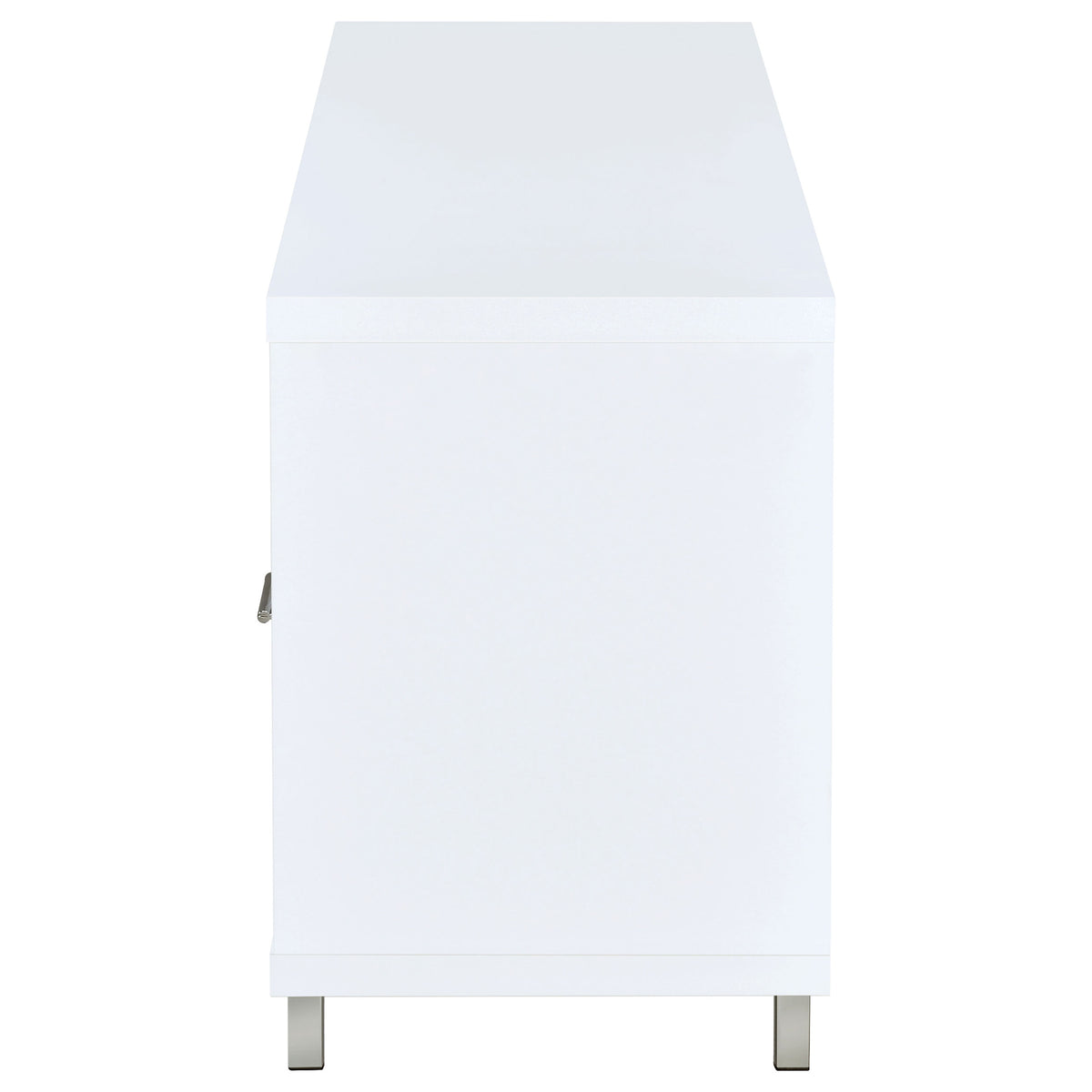 Casey 60" TV Stand with 2 Drawers - Contemporary White with Chrome Accents – view 5