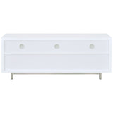 Casey 60" TV Stand with 2 Drawers - Contemporary White with Chrome Accents – view 6