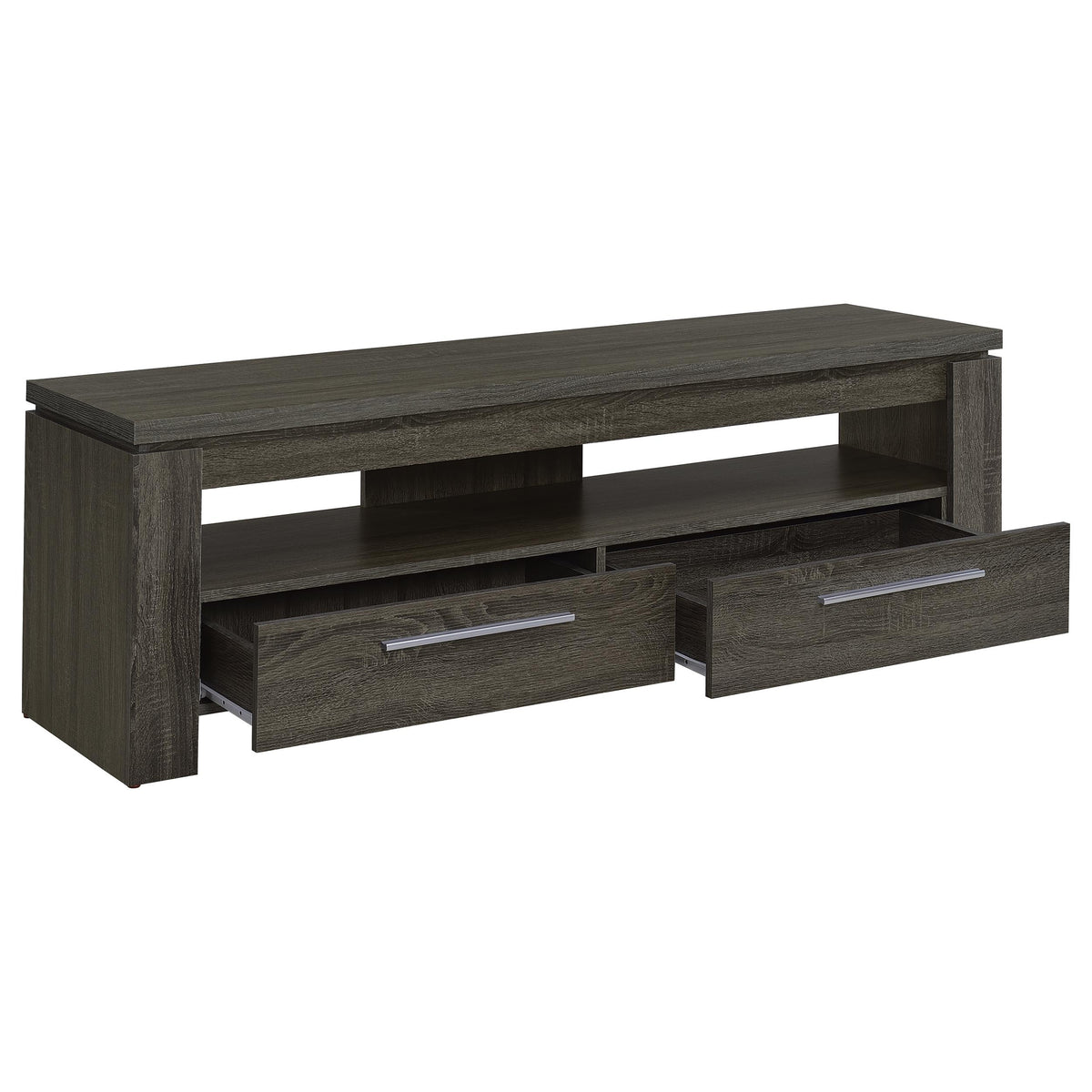 Elkton 59" TV Stand with 2 Drawers & Floating Top - Weathered Grey with Silver Hardware, Fits TVs up to 65" – view 3