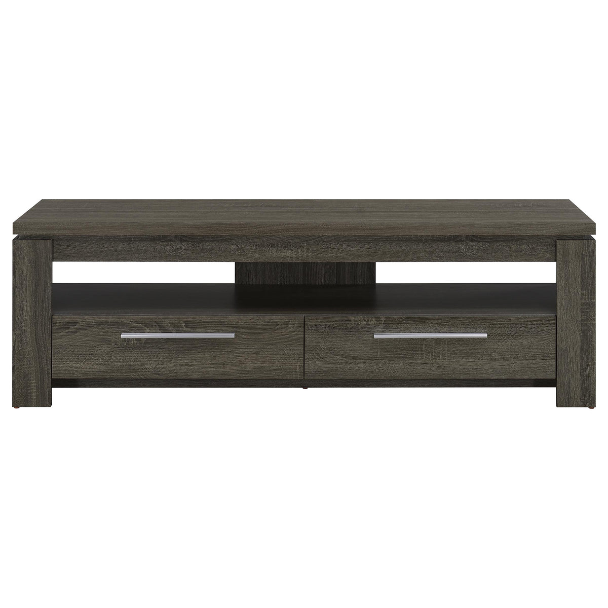 Elkton 59" TV Stand with 2 Drawers & Floating Top - Weathered Grey with Silver Hardware, Fits TVs up to 65" – view 4