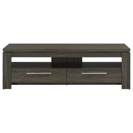 Elkton 59" TV Stand with 2 Drawers & Floating Top - Weathered Grey with Silver Hardware, Fits TVs up to 65" – view 4
