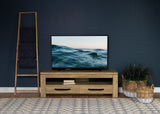 Elkton 59" 2-Drawer TV Stand - Rough Sawn Rustic Mango Finish with Black Pulls – view 1