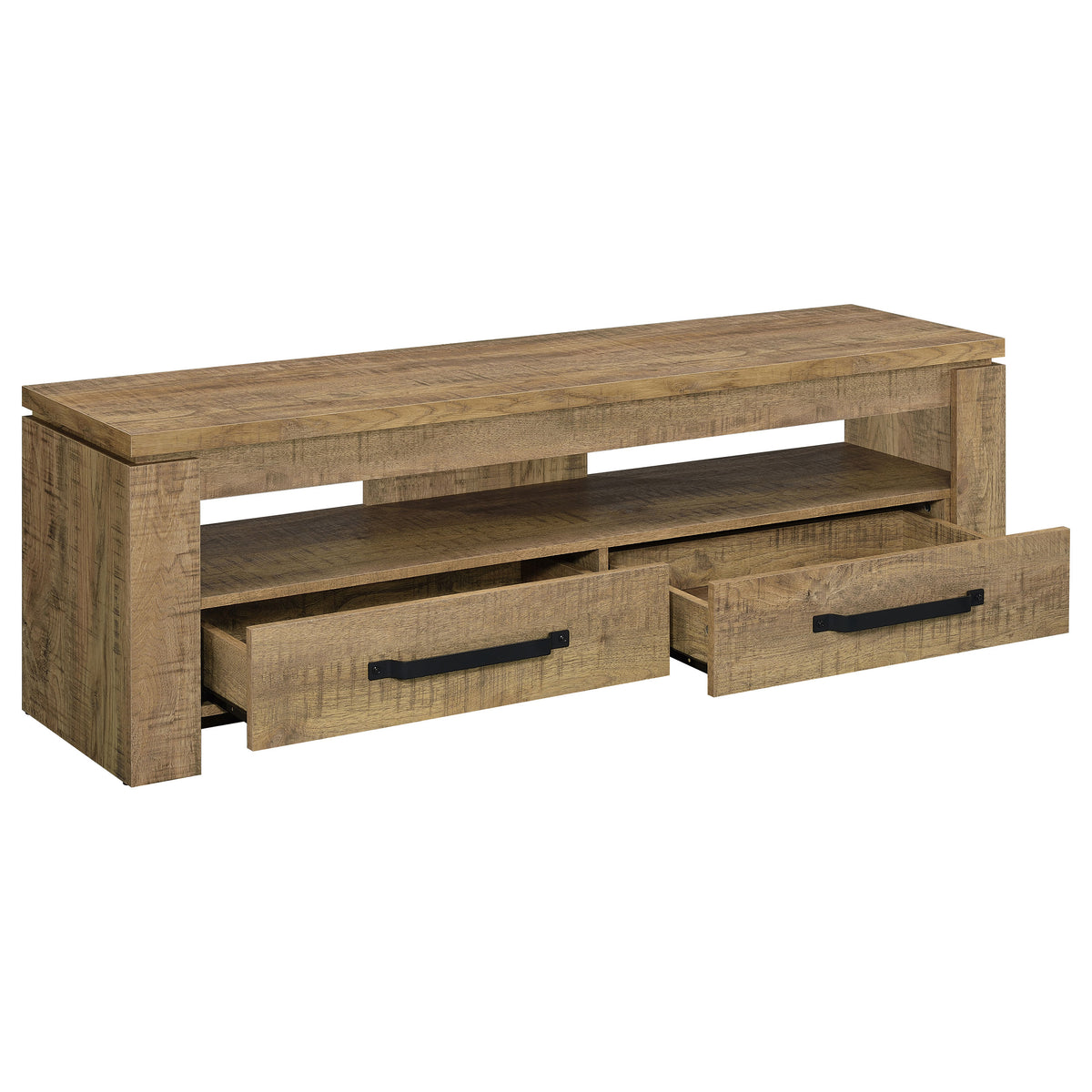 Elkton 59" 2-Drawer TV Stand - Rough Sawn Rustic Mango Finish with Black Pulls – view 3