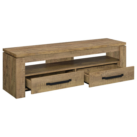 Elkton 59" 2-Drawer TV Stand - Rough Sawn Rustic Mango Finish with Black Pulls – view 3