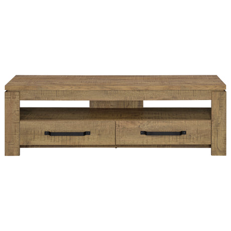 Elkton 59" 2-Drawer TV Stand - Rough Sawn Rustic Mango Finish with Black Pulls – view 4
