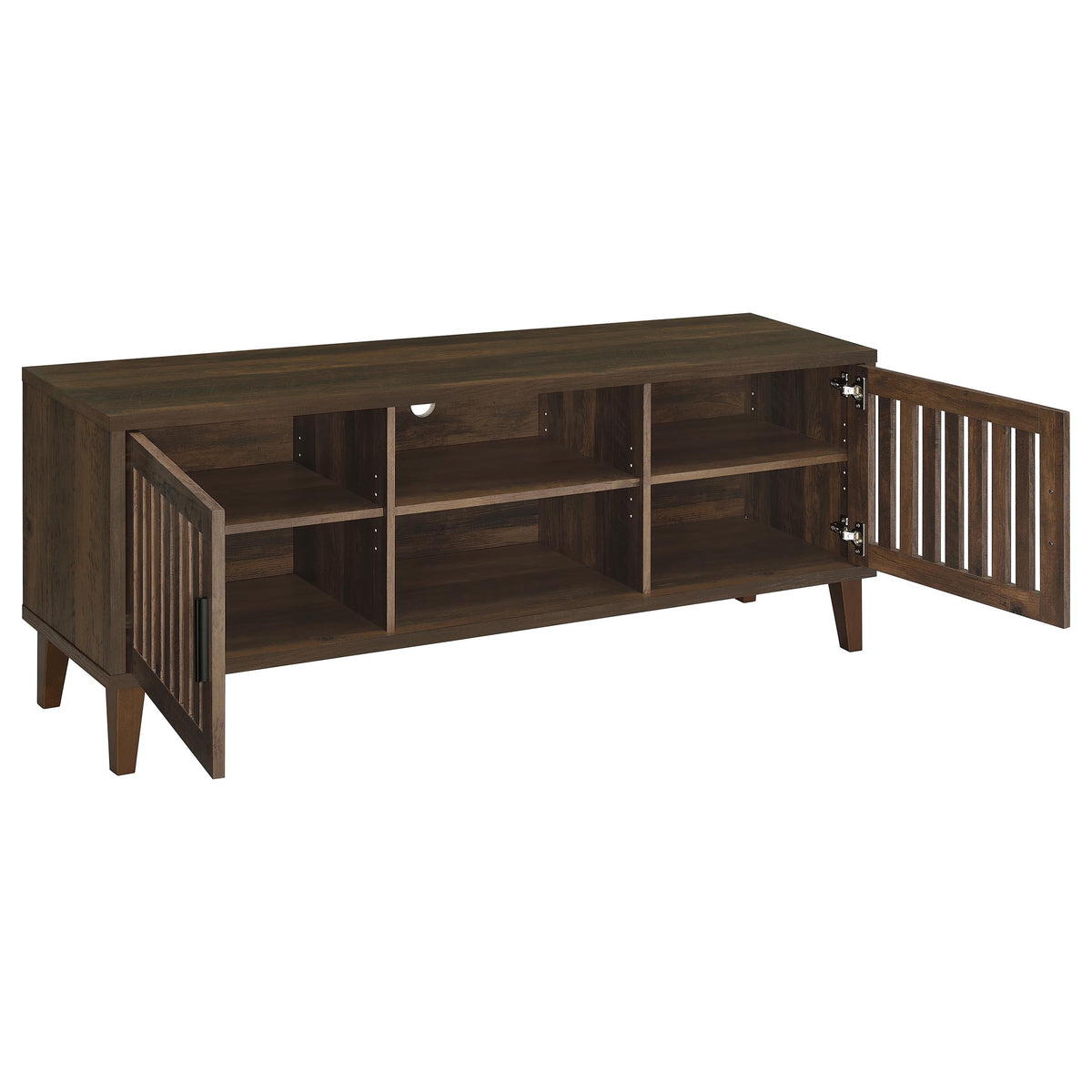 Sedona 60" TV Stand - Slatted 2-Door Media Console in Dark Pine on Wood Legs – view 3