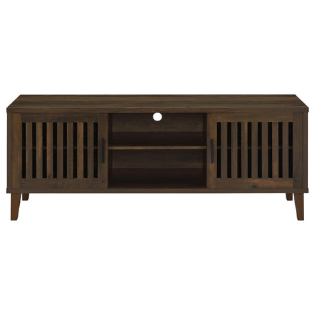 Sedona 60" TV Stand - Slatted 2-Door Media Console in Dark Pine on Wood Legs – view 4