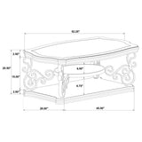 Laney Glass Top Coffee, End & Sofa Tables - Traditional Scrollwork in Dark Merlot & Bronze – view 15