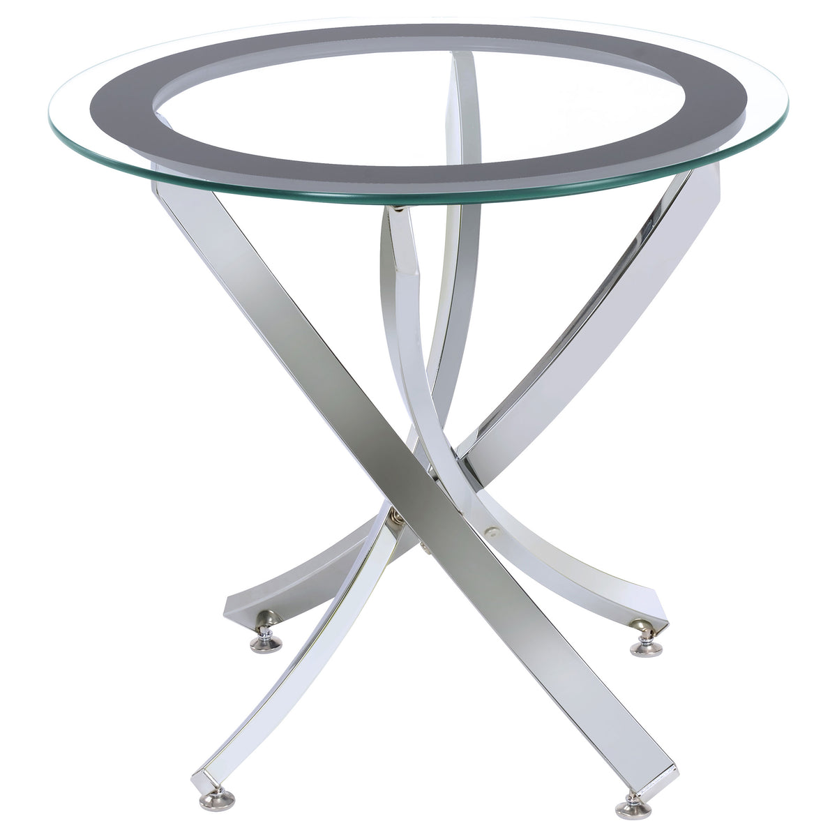 Brooke Round Glass Top Coffee Table & End Table - Crisscross Chrome Base with Black Frame, Table Sets – view 13