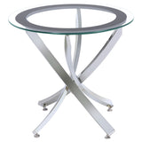 Brooke Round Glass Top Coffee Table & End Table - Crisscross Chrome Base with Black Frame, Table Sets – view 13
