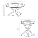 Brooke Round Glass Top Coffee Table & End Table - Crisscross Chrome Base with Black Frame, Table Sets – view 14