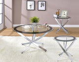 Brooke Round Glass Top Coffee Table & End Table - 3pcs- Coffee Table + 2 End Tables
