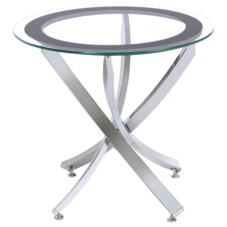 Brooke Round Glass Top Coffee Table & End Table - Crisscross Chrome Base with Black Frame, Table Sets – view 17