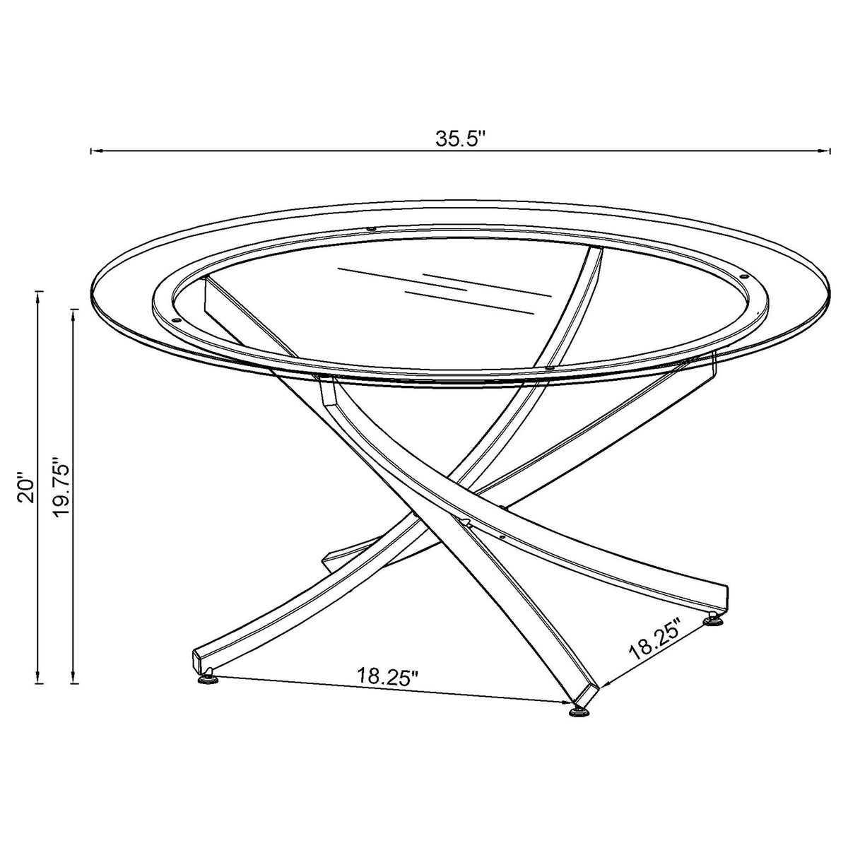 Brooke Round Glass Top Coffee Table & End Table - Crisscross Chrome Base with Black Frame, Table Sets – view 18