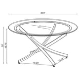 Brooke Round Glass Top Coffee Table & End Table - Crisscross Chrome Base with Black Frame, Table Sets – view 18